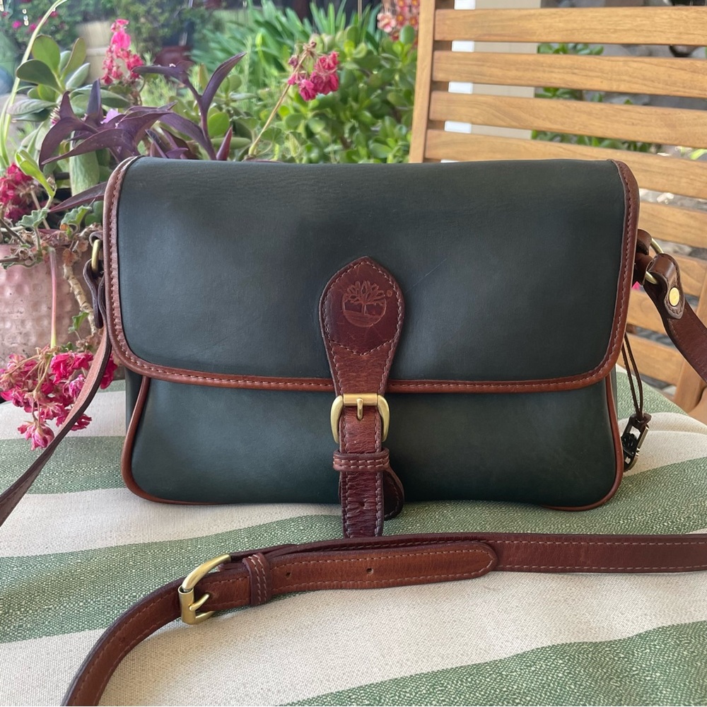 Beautiful Deep Green Vintage Timberland Leather Bag